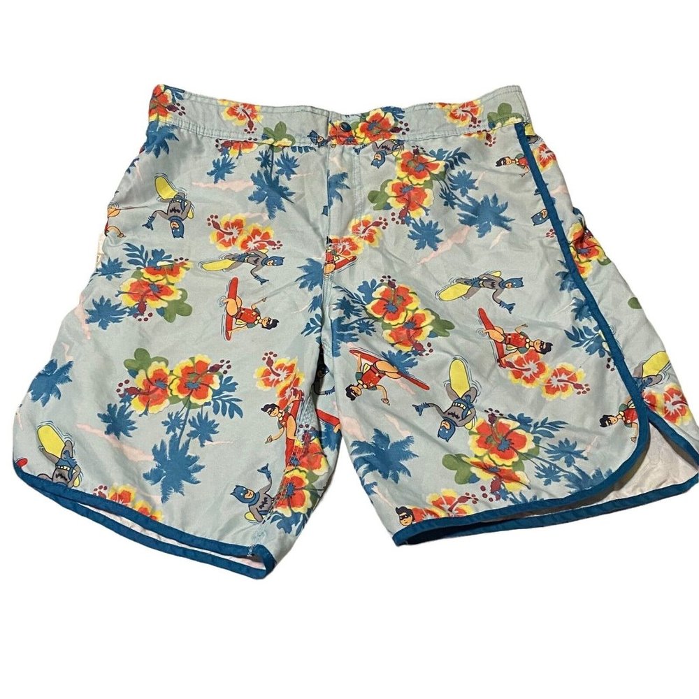 DC Comics Men's Batman Robin Hawaiian Swim Suit Lined Board Shorts Trunks